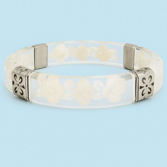 Brighton Clear Lucite 3-D Orchid Floral Bracelet Bangle - Picture 7 of 7